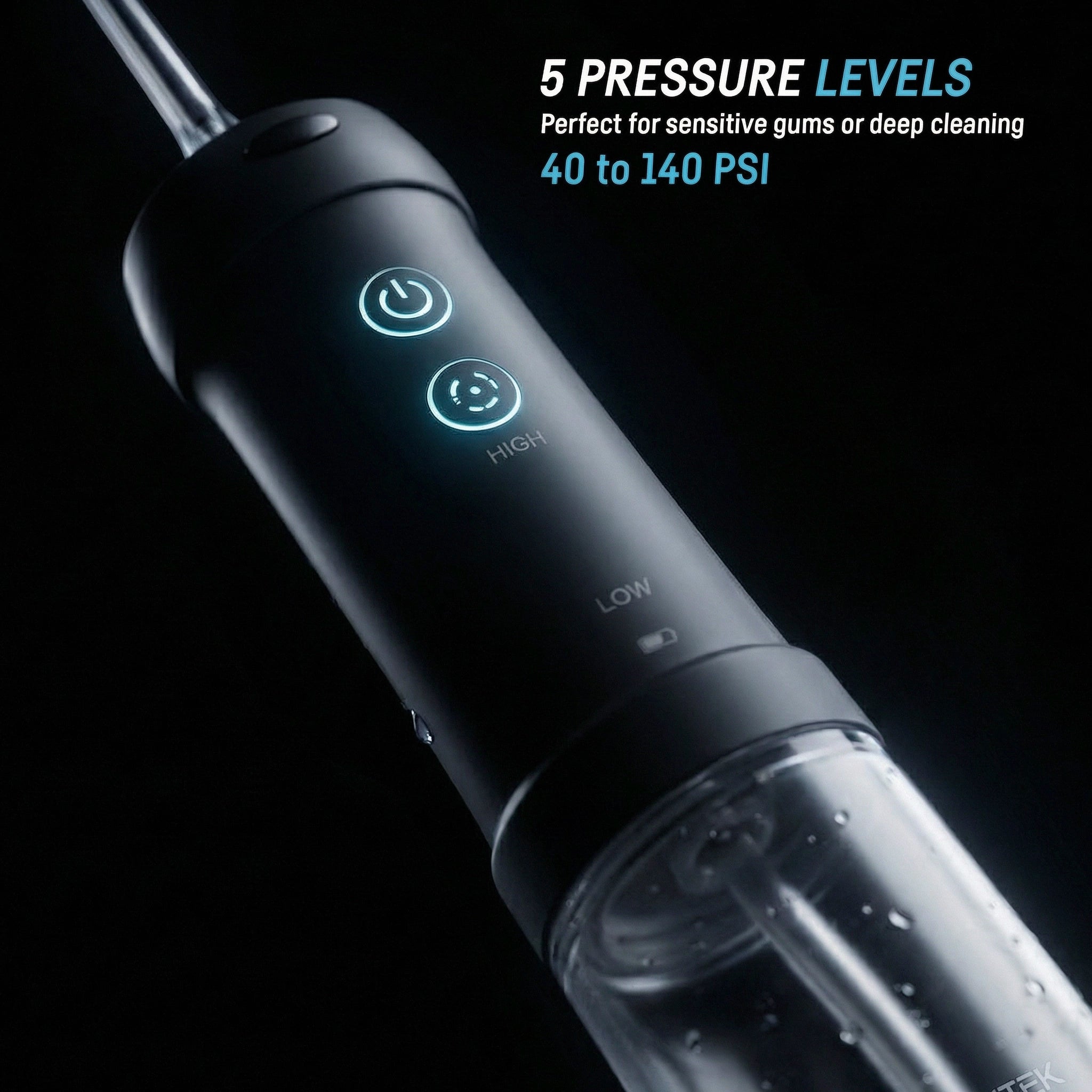 FLUORA Portable Sonic Water Flosser (Black)